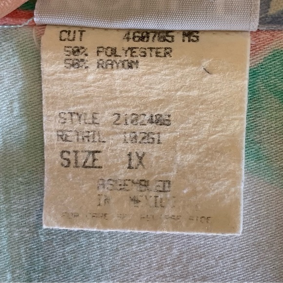 Koret Francisca womens short sleeve button up green multicolor blouse size xL - Picture 3 of 6